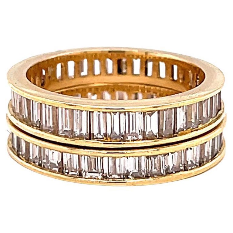 Vintage Diamond 18 Karat Gold Eternity Band Set For Sale at 1stDibs