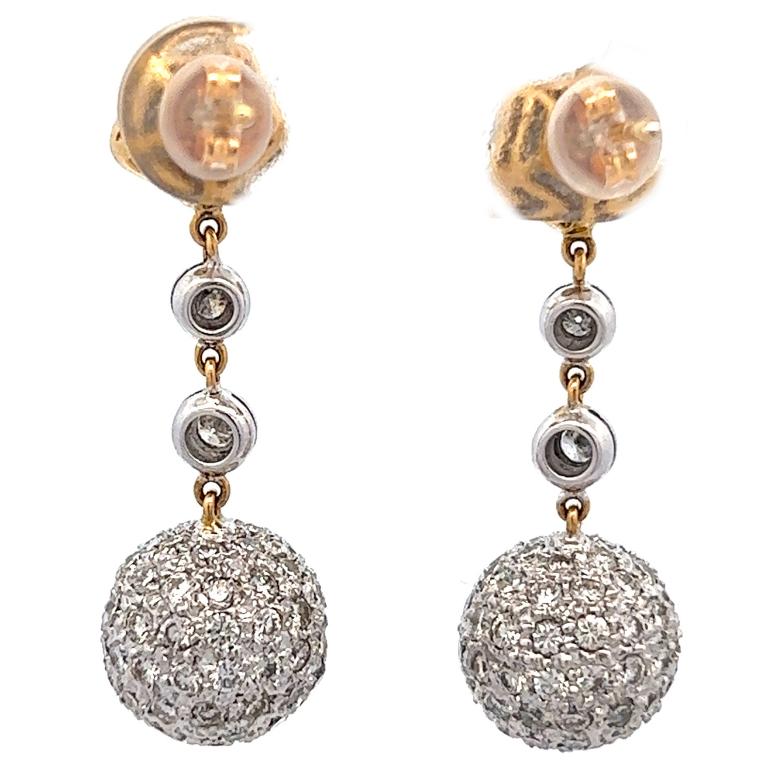 gold dangle ball earrings