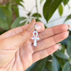 Vintage Diamond 18 Karat White Gold Ankh Pendant