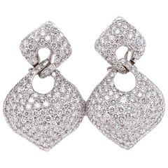 Vintage Diamond 18 Karat White Gold Door-Knocker Earrings