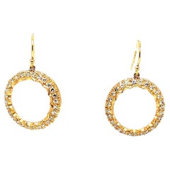 Vintage Diamond 18 Karat Yellow Gold Circle Earrings