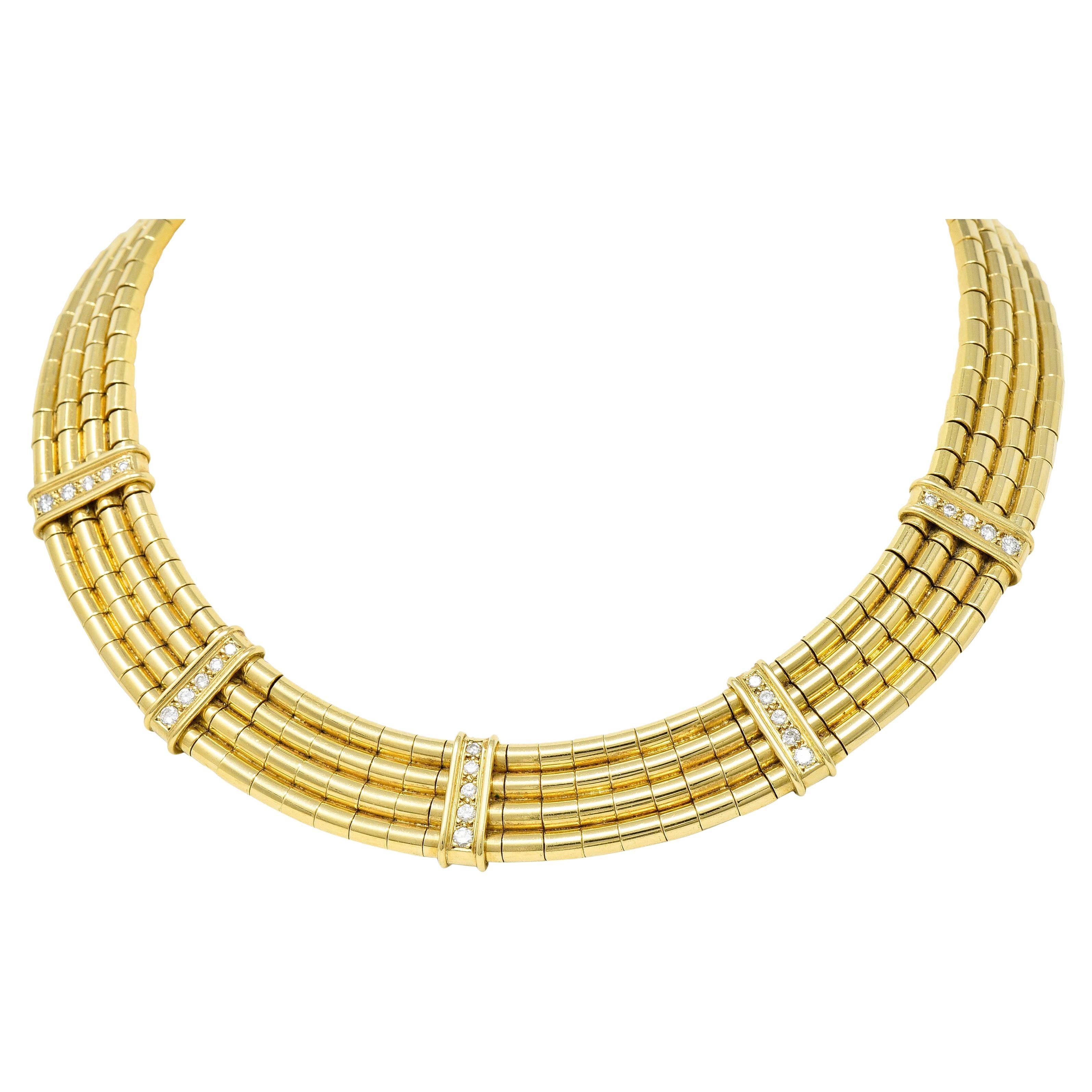 Vintage Diamond 18 Karat Yellow Gold Collar Necklace