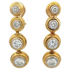 Vintage Diamond 18 Karat Yellow Gold Dangle Earrings