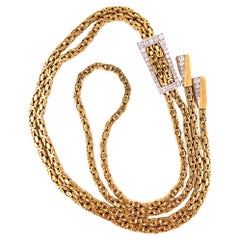 Vintage Diamond 18 Karat Yellow Gold Slide Necklace