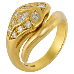Vintage diamond 18k gold snake ring