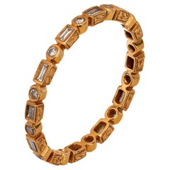 Anillo de bisel de oro rosa de 18 quilates con diamantes vintage