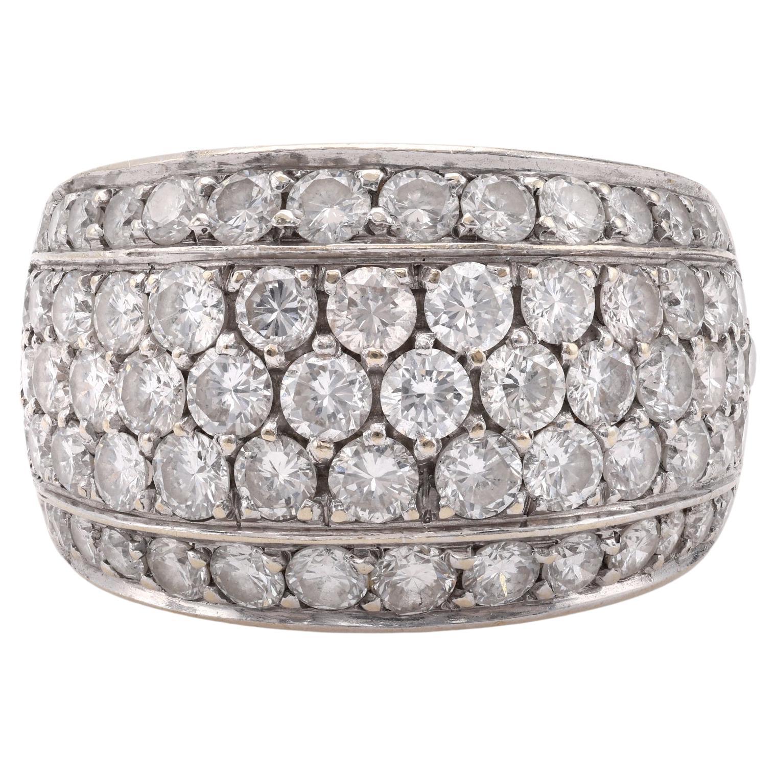 Vintage Diamond 18k White Gold Band Ring For Sale