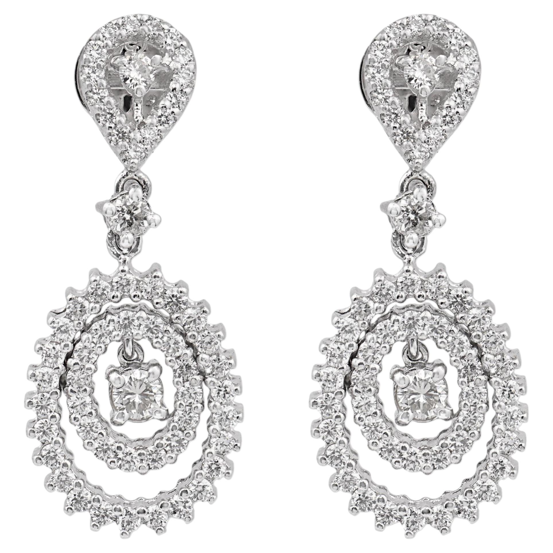 Vintage diamond 18k white gold dangle earrings