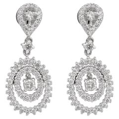 Vintage diamond 18k white gold dangle earrings