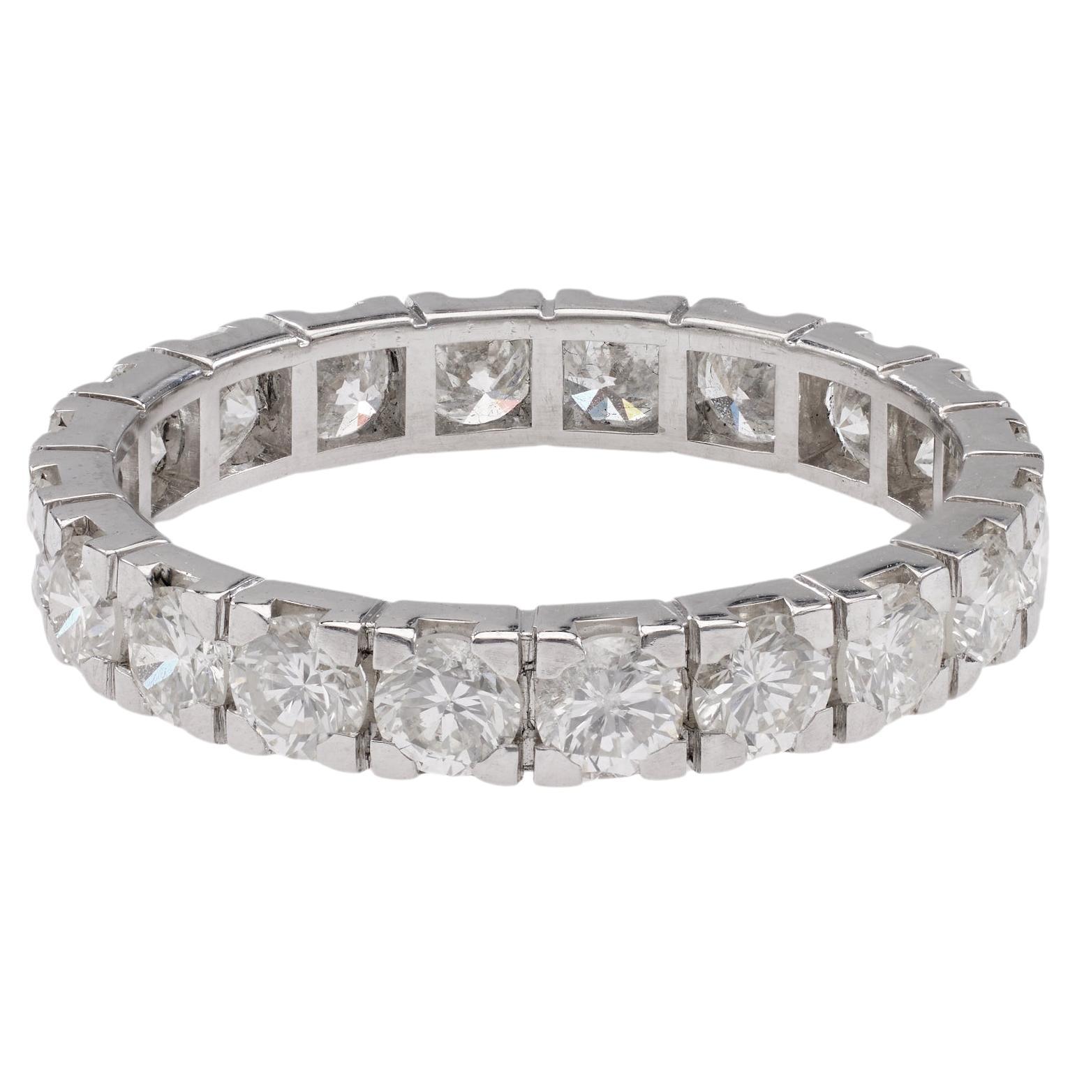 Bracelet d'éternité vintage en or blanc 18 carats avec diamants