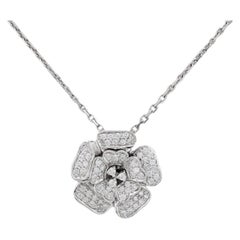 Vintage diamond 18k white gold flower necklace