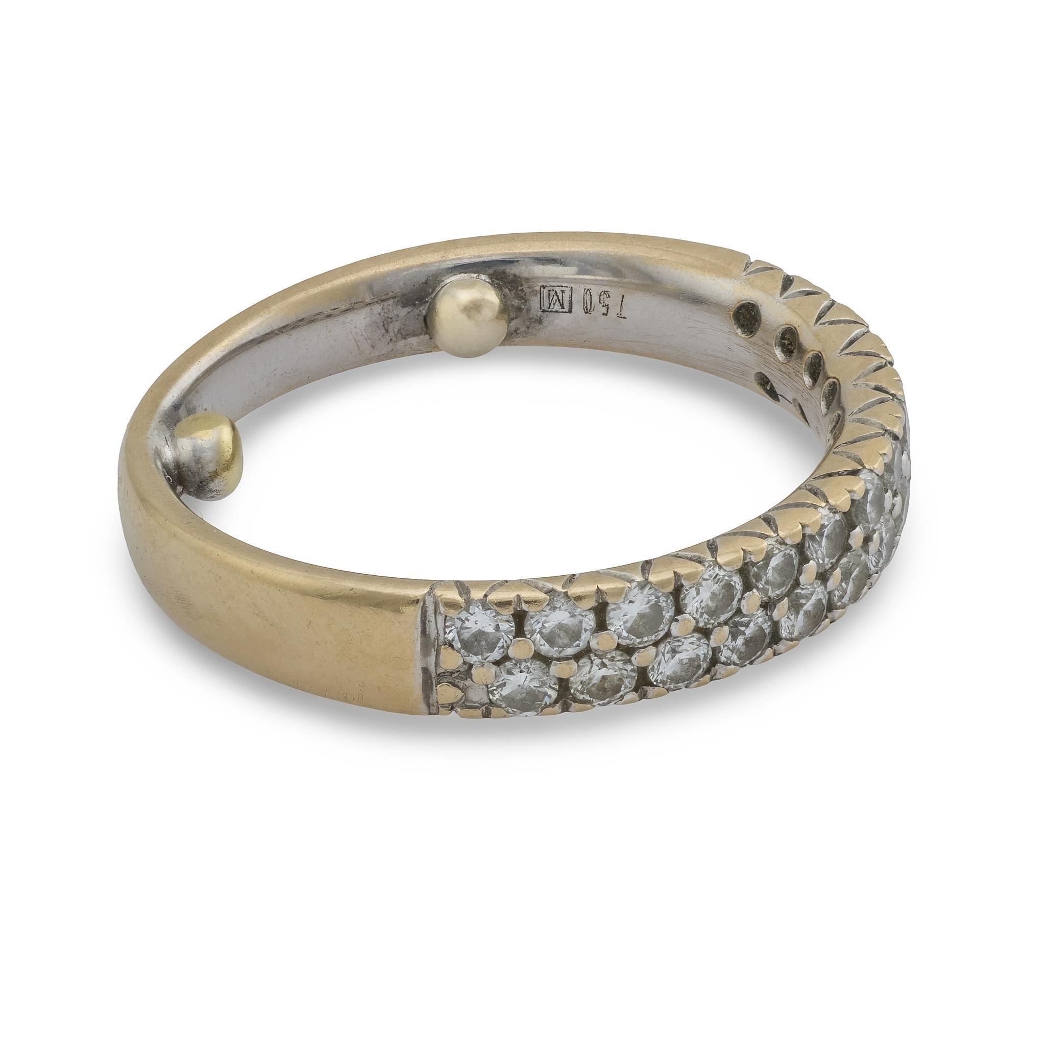 Modern Vintage diamond 18k white gold half eternity band For Sale