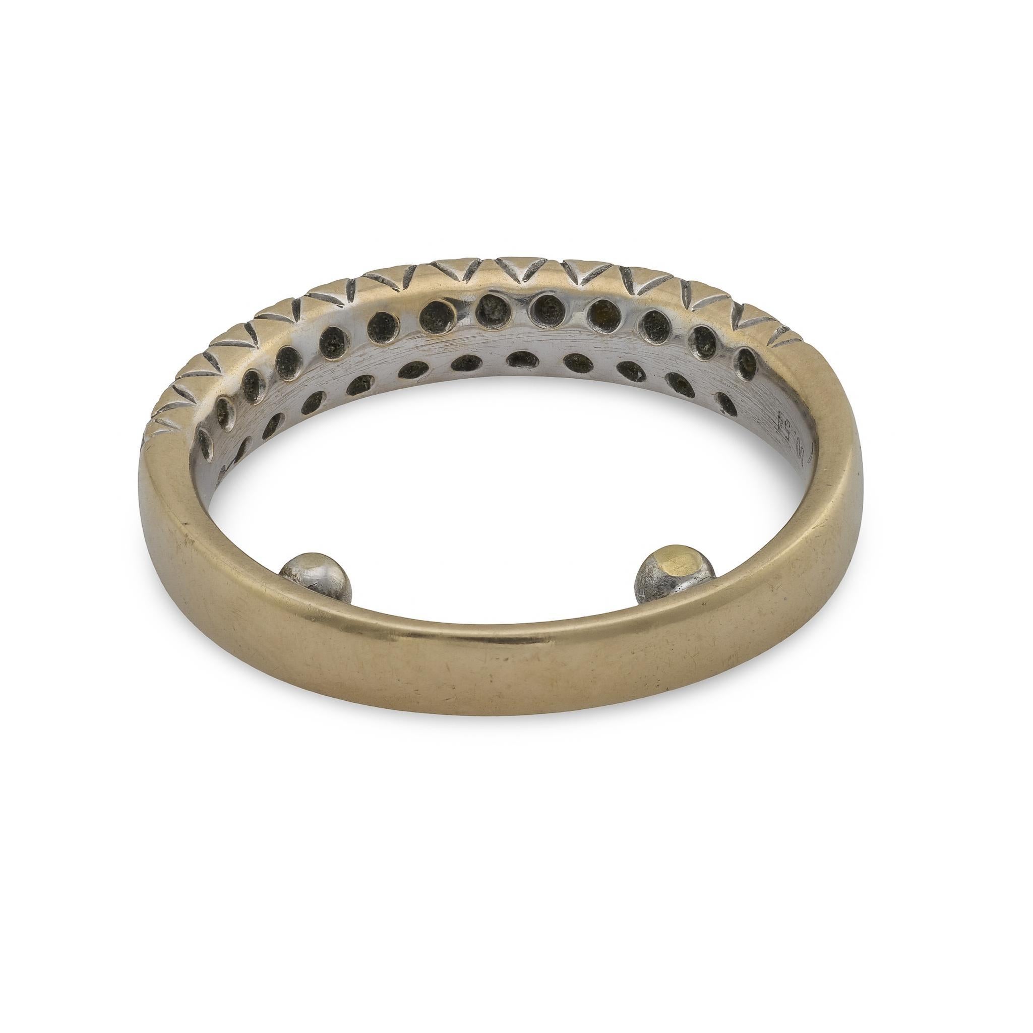 Vintage diamond 18k white gold half eternity band In Good Condition For Sale In Beverly Hills, CA