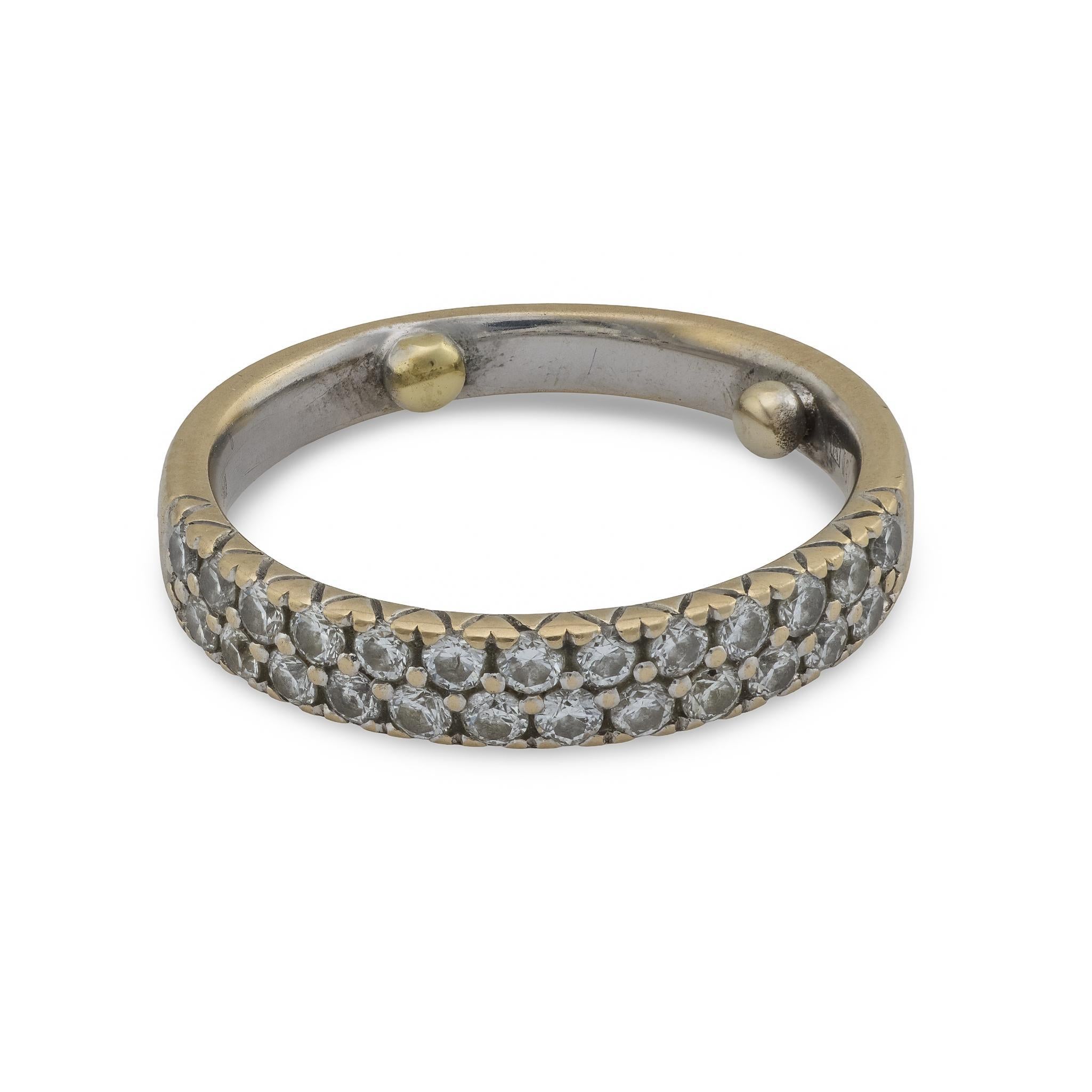 Vintage diamond 18k white gold half eternity band For Sale 2