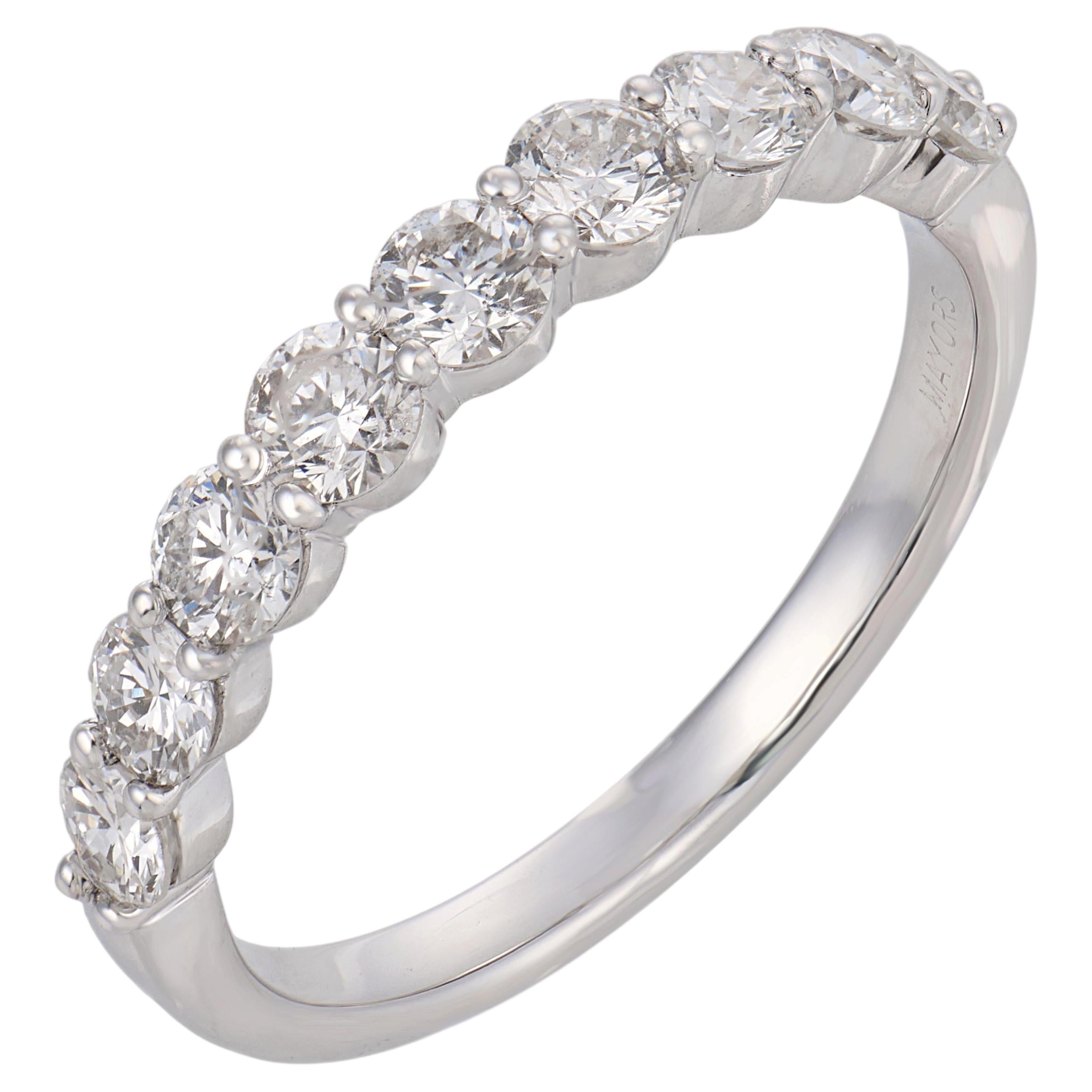 Vintage diamond 18k white gold half eternity band