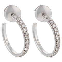 Orecchini a cerchio con diamante d'epoca in oro bianco 18 carati