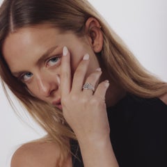 Vintage diamond 18k white gold mosaic diamond engagement ring