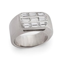 Anello vintage con diamante in oro bianco 18 carati