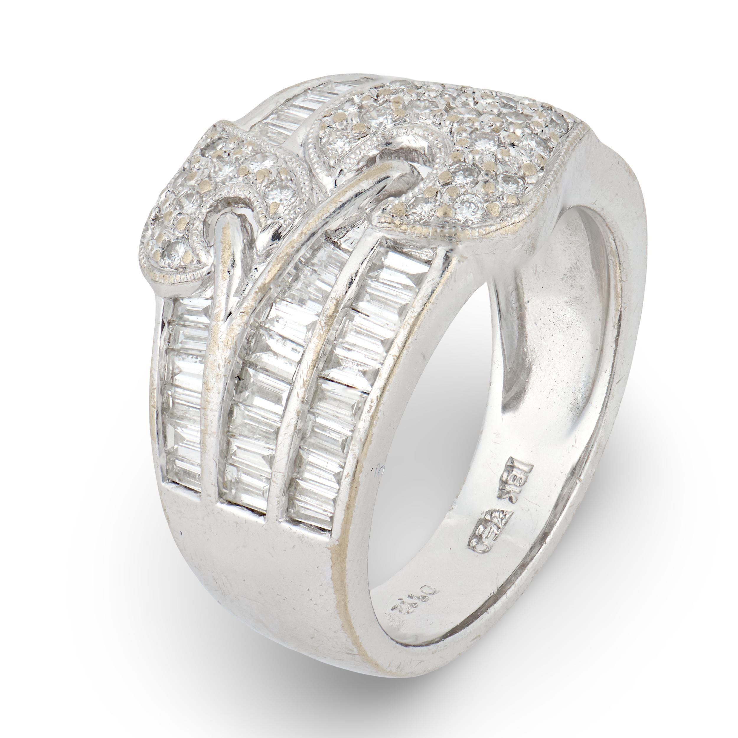 Vintage diamond 18k white gold ring