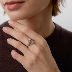 Vintage Diamond Starburst Ring in 18K White Gold, 20th Century Design