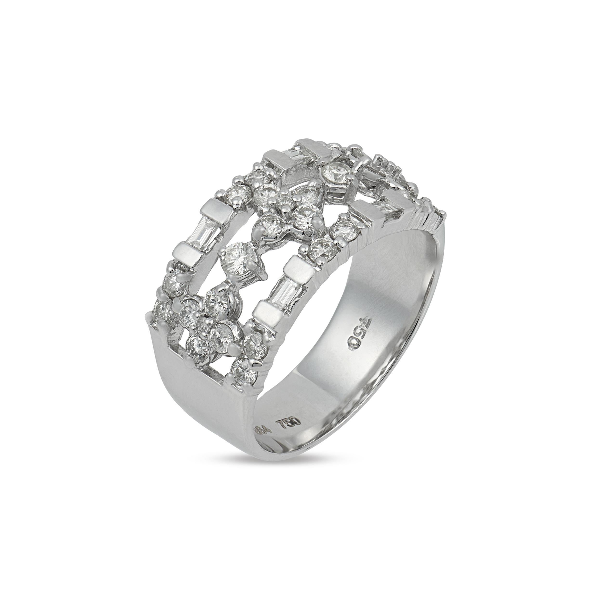 Hochzeitsring aus 18 Karat Weißgold mit Diamanten im Angebot