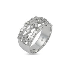 Vintage 1980s 18k White Gold Wedding Band with Diamonds, 6.05ct