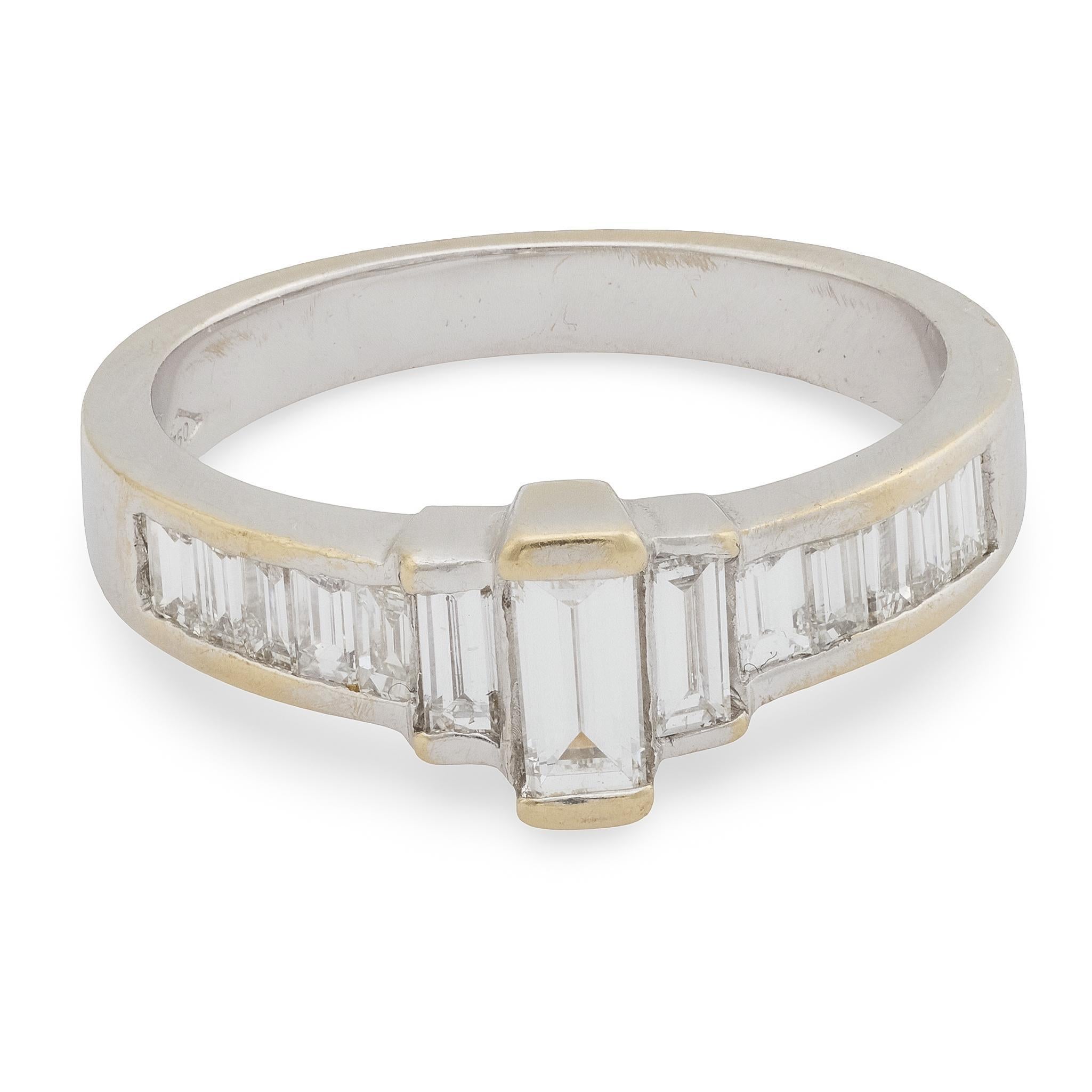 Anello nuziale vintage con diamante in oro bianco 18 carati in vendita 2