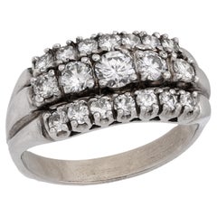 Anello nuziale vintage con diamante in oro bianco 18 carati