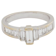 Anello nuziale vintage con diamante in oro bianco 18 carati