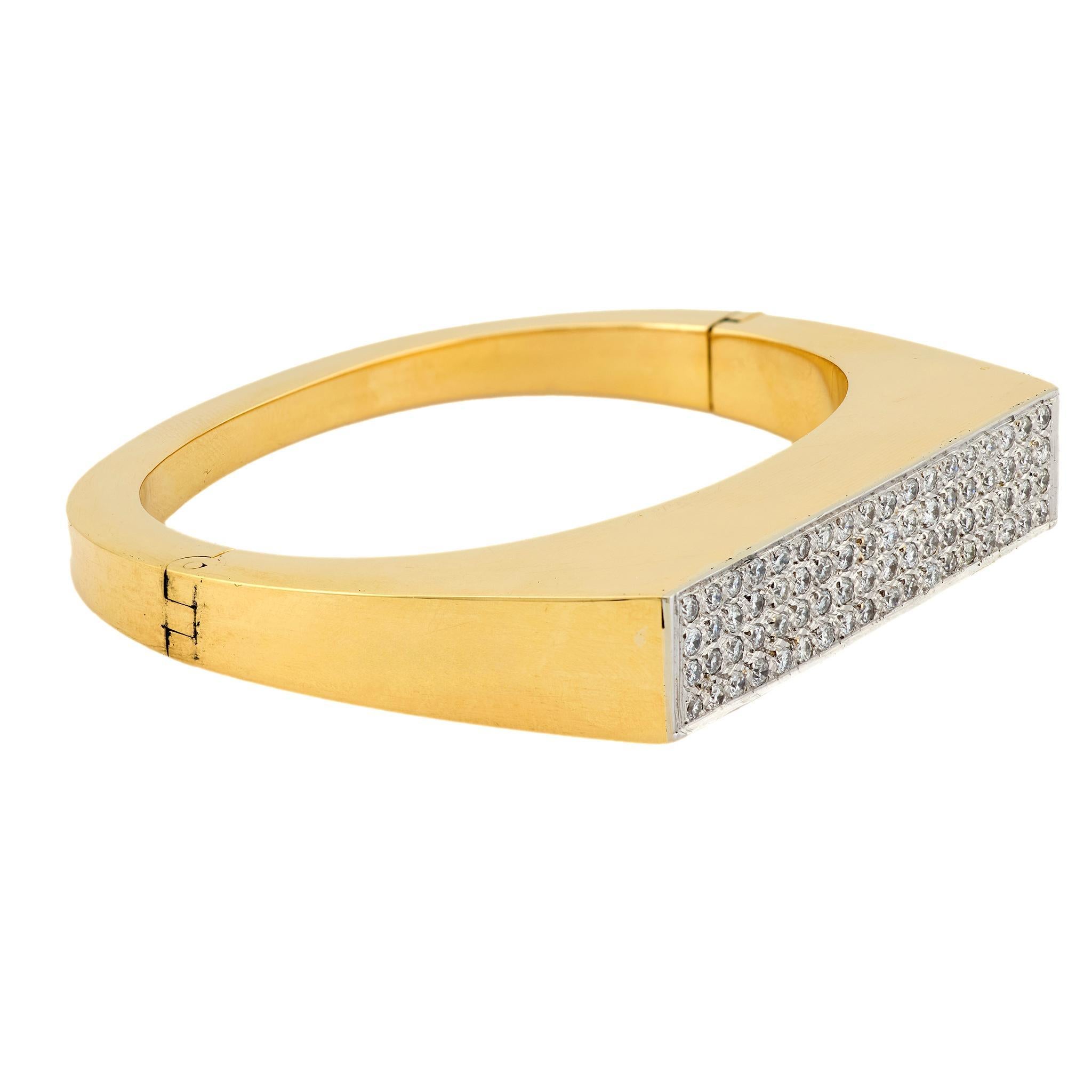 Vintage Diamant-Armreif aus 18k Gelb- und Weißgold (Moderne) im Angebot