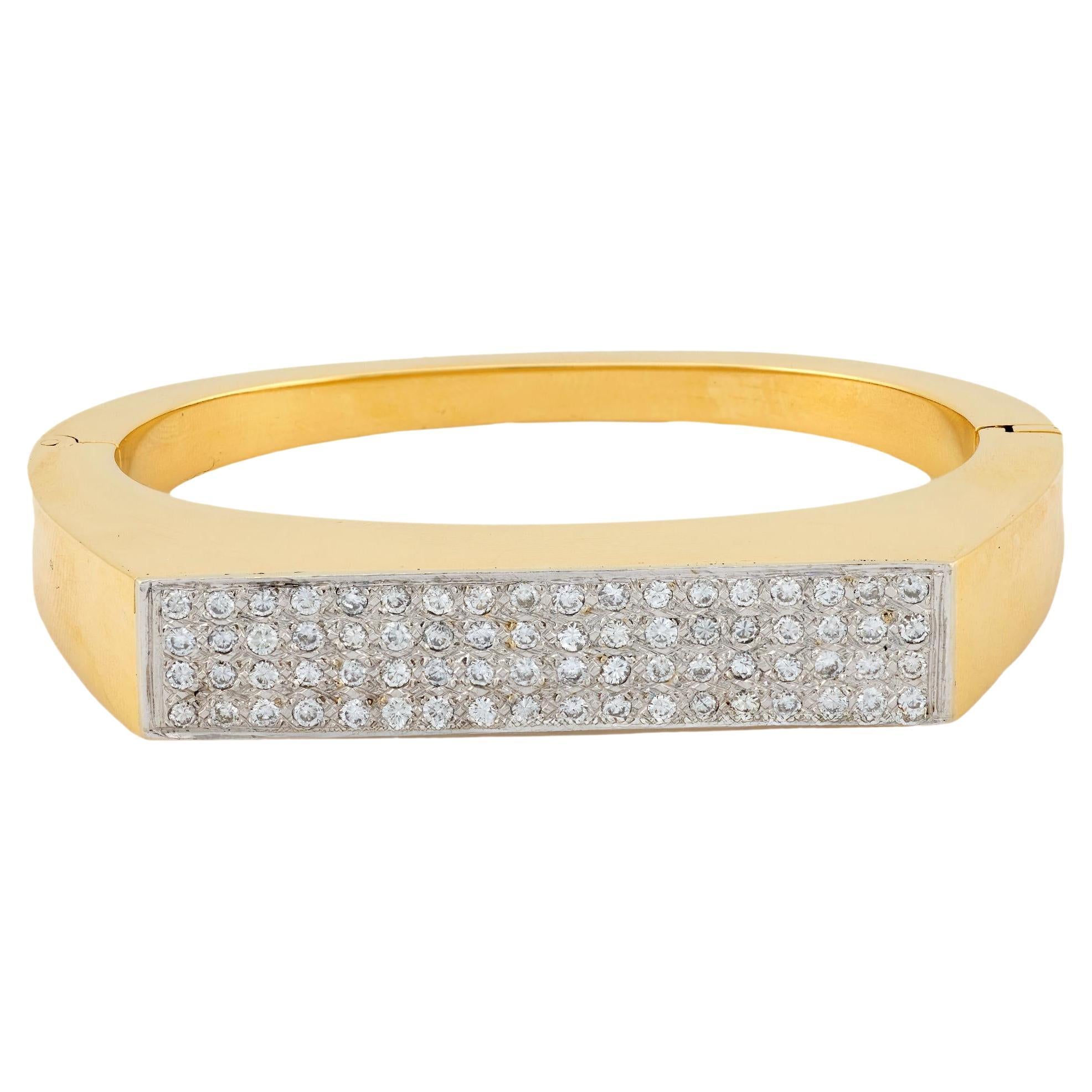 Vintage Diamant-Armreif aus 18k Gelb- und Weißgold im Angebot
