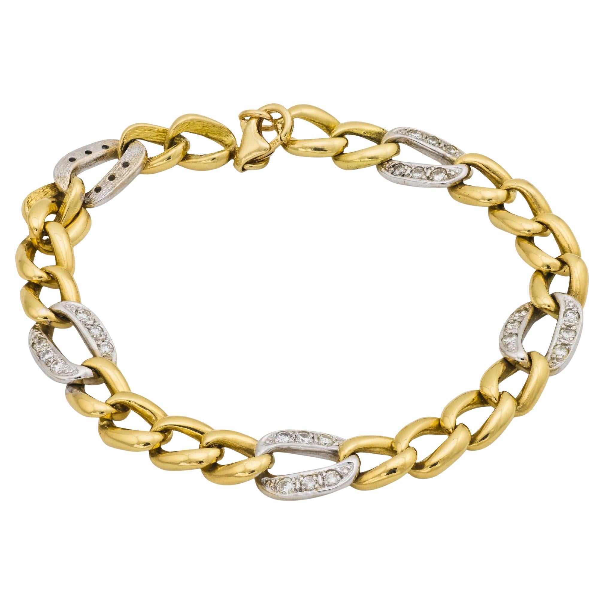 Bracciale vintage con diamanti in oro giallo e bianco 18 carati