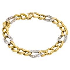 Bracciale vintage con diamanti in oro giallo e bianco 18 carati