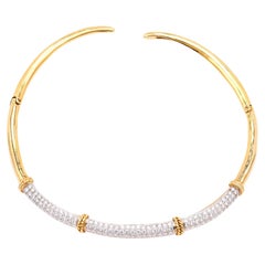 Vintage Diamond 18K Yellow and White Gold Choker Necklace