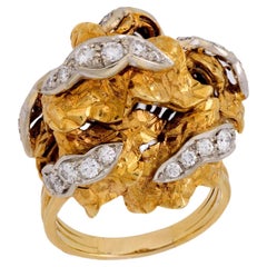 Vintage-Diamant-Cocktailring aus 18k Gelb- und Weißgold
