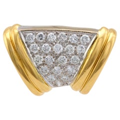 Pendentif vintage en or jaune et blanc 18k serti de diamants