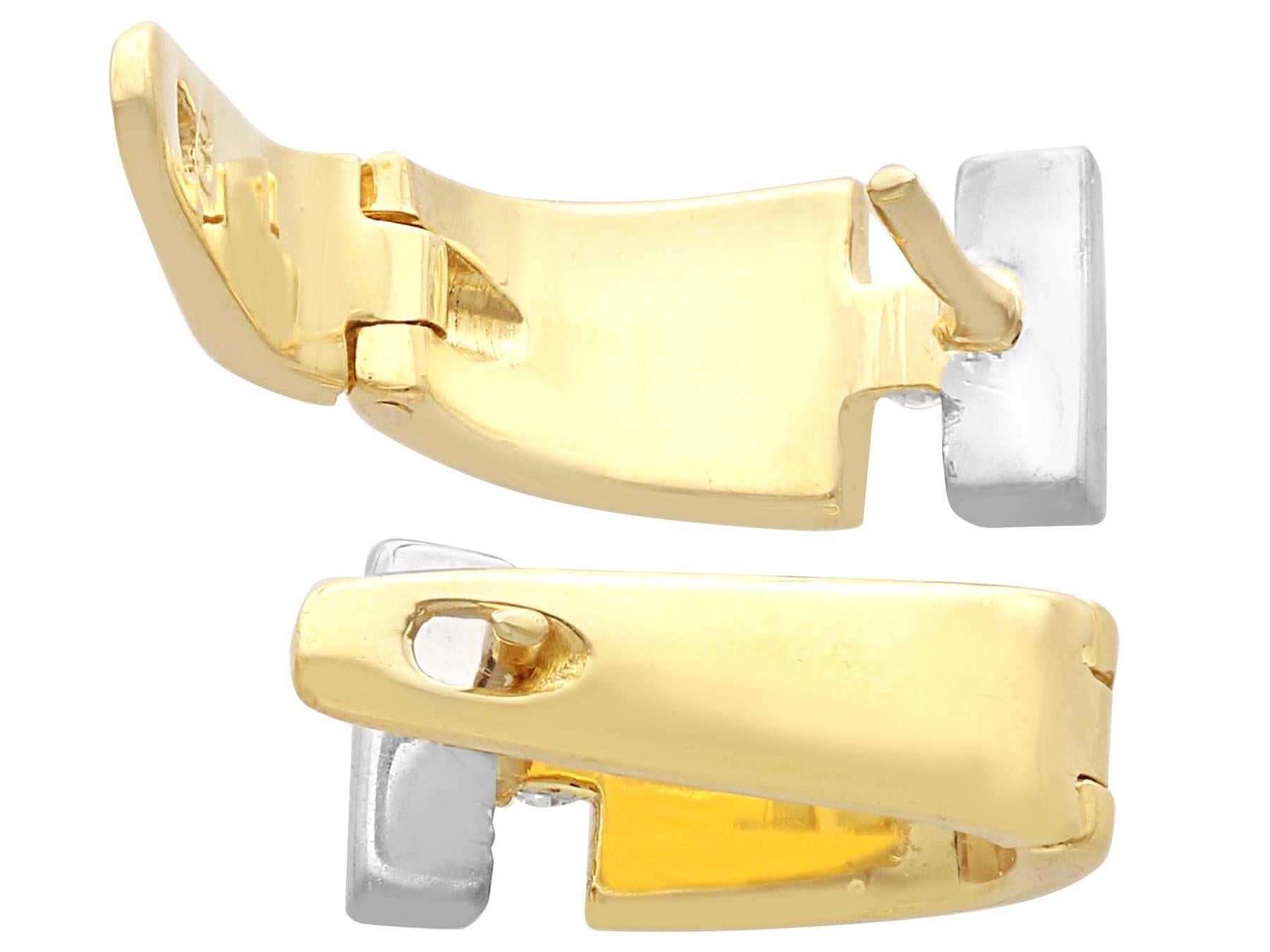 Women's or Men's Vintage Diamond 18k Yellow Gold and 18k White Gold Earrings Circa 1960 For Sale