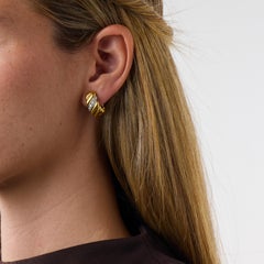 Vintage diamond 18k yellow gold and platinum hoop ear clips