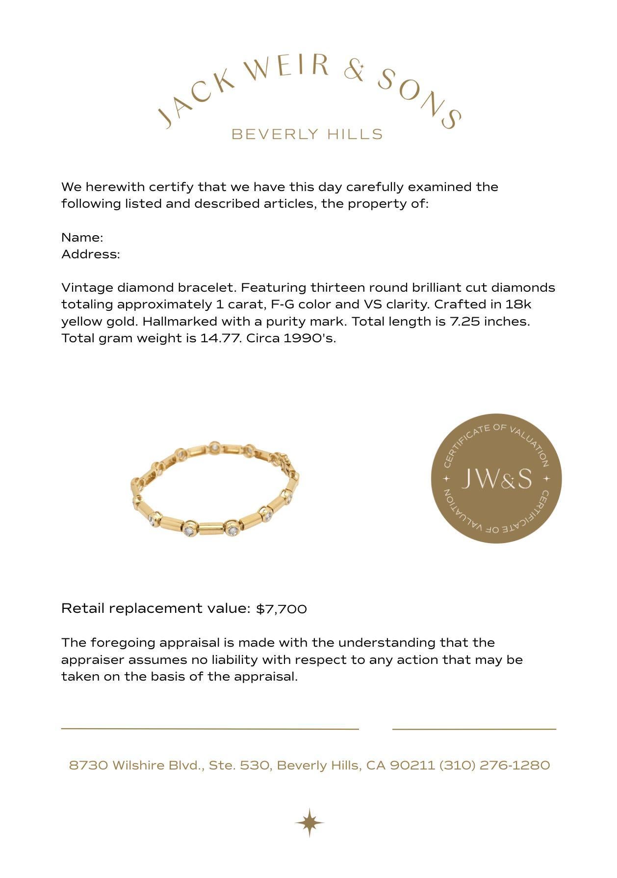Vintage diamond 18k yellow gold bracelet Damen im Angebot