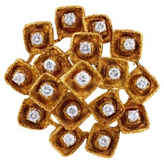 Vintage diamond 18k yellow gold brooch