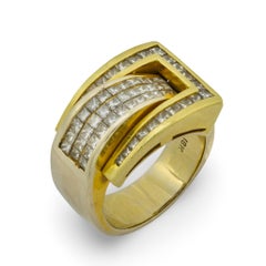 Vintage diamond 18k yellow gold buckle ring