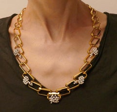 Vintage Diamond 18k Yellow Gold Chain Necklace Estate Jewelry