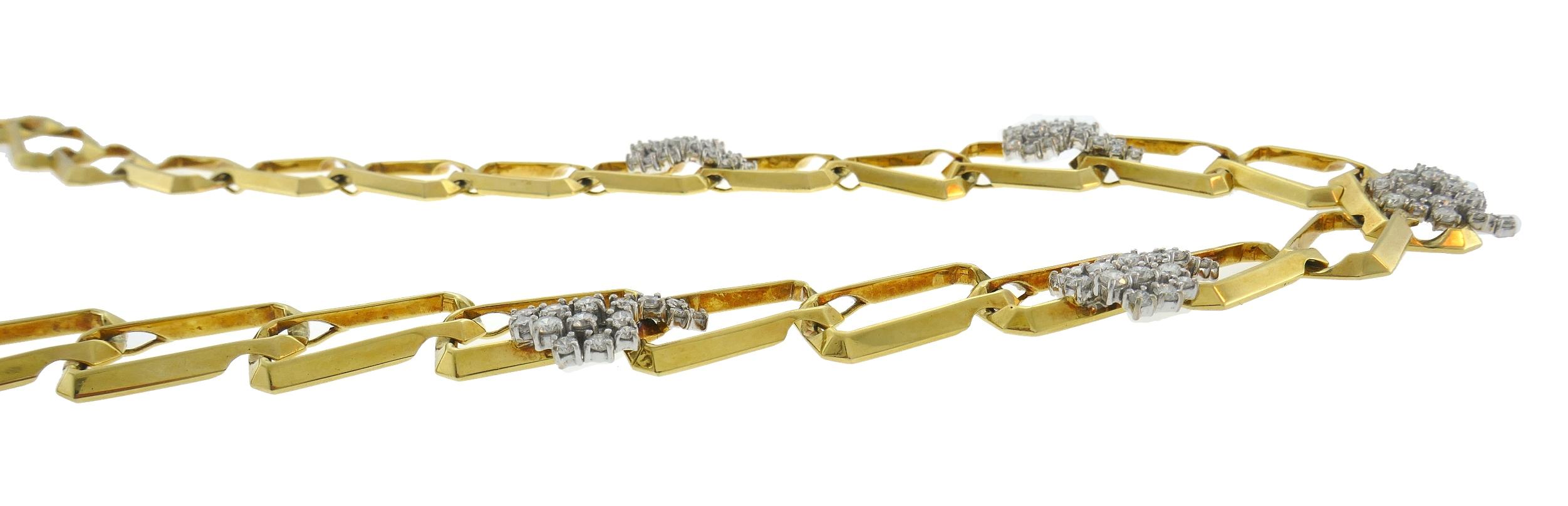Chaîne collier vintage en or jaune 18 carats avec diamants - Bijoux de succession Unisexe en vente