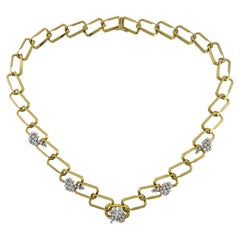 Retro Diamond 18k Yellow Gold Chain Necklace Estate Jewelry