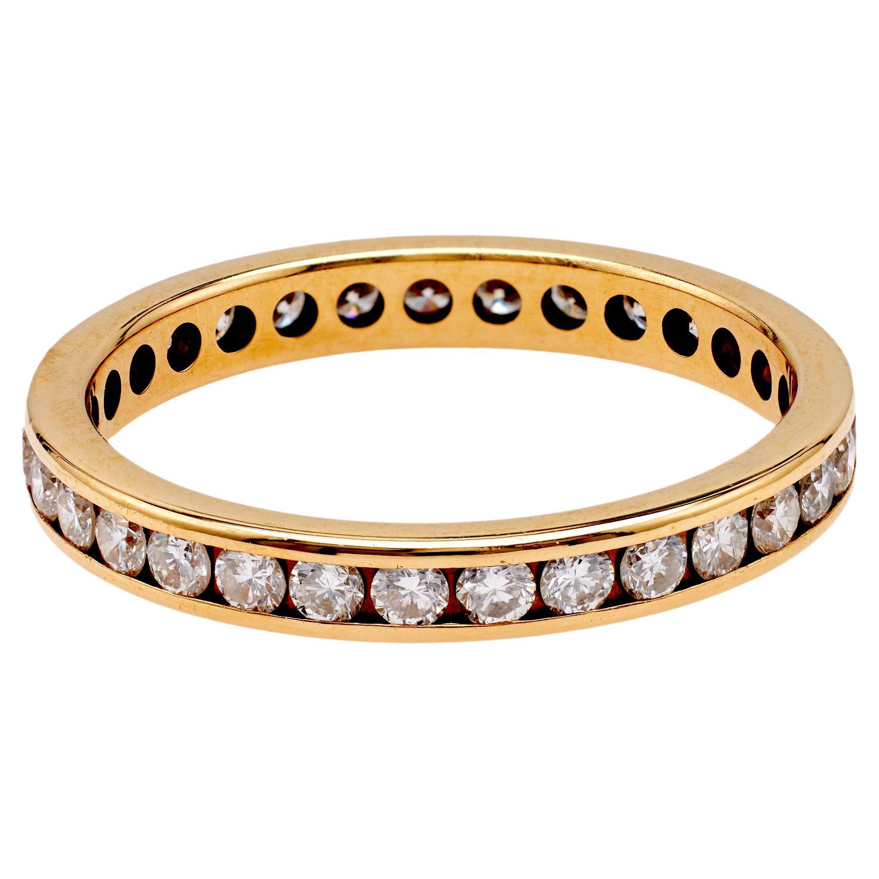 Vintage Diamond 18k Yellow Gold Channel Set Eternity Band