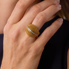 Vintage diamond 18k yellow gold dome ring