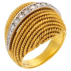 Vintage diamond 18k yellow gold dome ring
