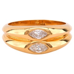 Anello vintage con diamante in oro giallo 18 carati a doppio strato