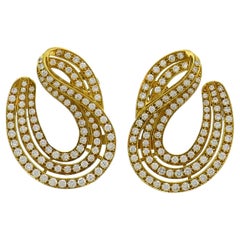 Vintage Diamond 18K Yellow Gold Earrings