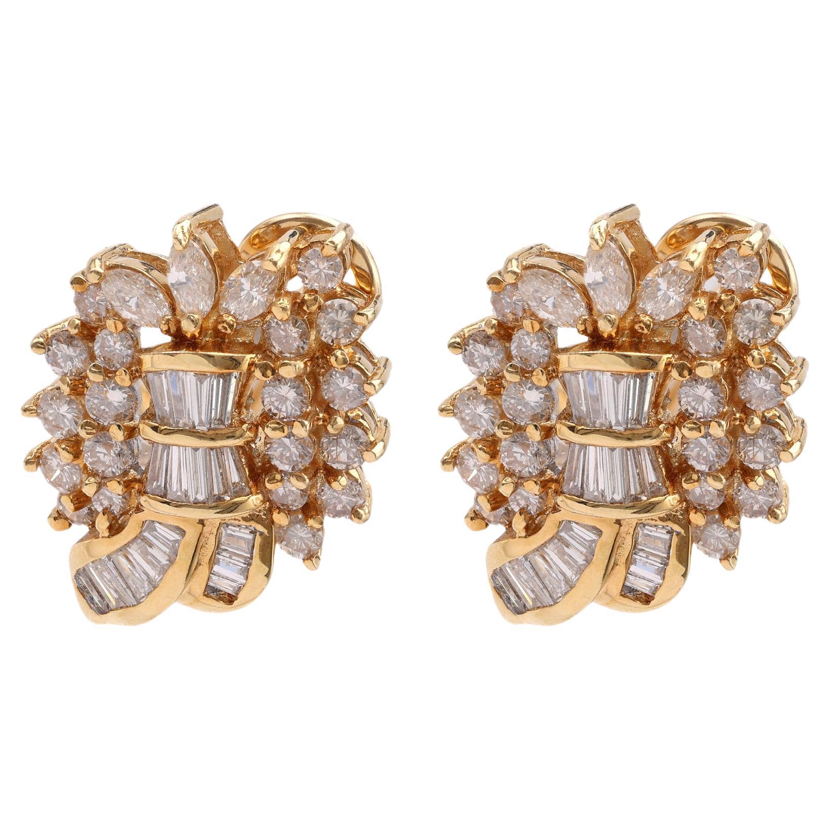 Vintage Diamond 18k Yellow Gold Earrings